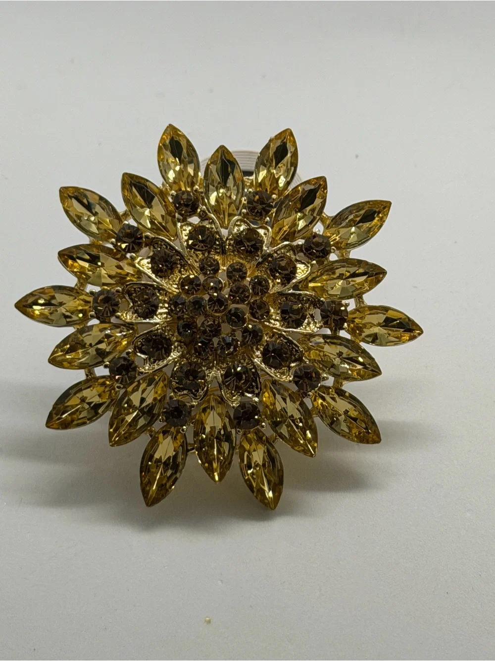 Gold Crystal Floral Statement Ring - Women's Fashion Jewelry